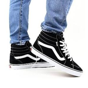 NEW VANS FILMORE HI CHECKER SKATE SHOES SKATER BLACK CHECKERED